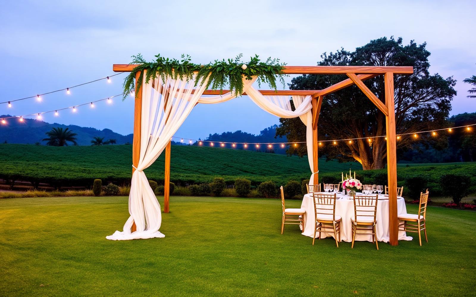 Plantation event lawn at dusk